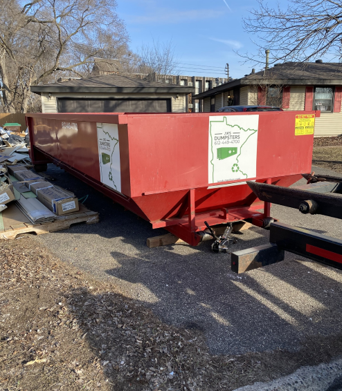 20 yard dumpster in yard